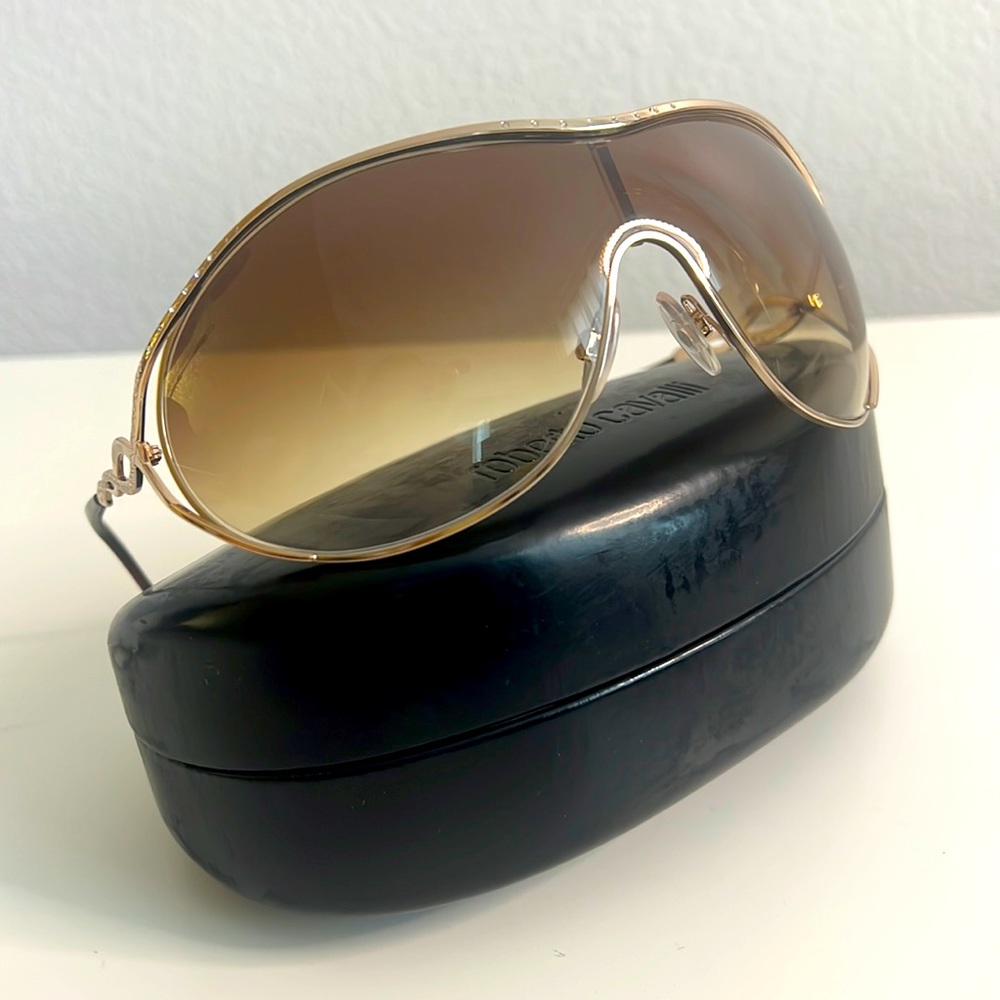New Authentic Roberto Cavalli Gold Snake Sunglasses with Rhinestones